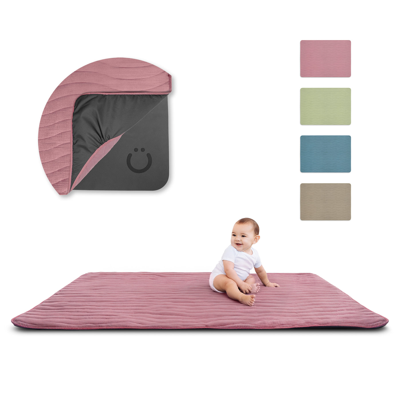 Ubbi Thick Baby Play Mat - 40.5"x57" Padded Floor Mat With Removable Muslin Cover, Machine Washable